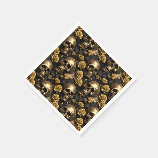 Een schedel en Rozen Series Design 8 Servet (Hoek)