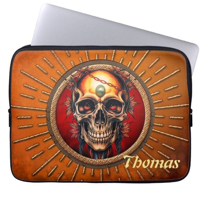 Een schedel laptop sleeve (Voorkant)