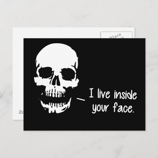 Een schedel leeft in je gezicht briefkaart (Voorkant / Achterkant)