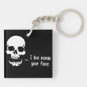 Een schedel leeft in je gezicht sleutelhanger (Achterkant)