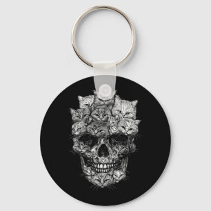 Een schedel maar katten Kitty skelet Halloween kat Sleutelhanger