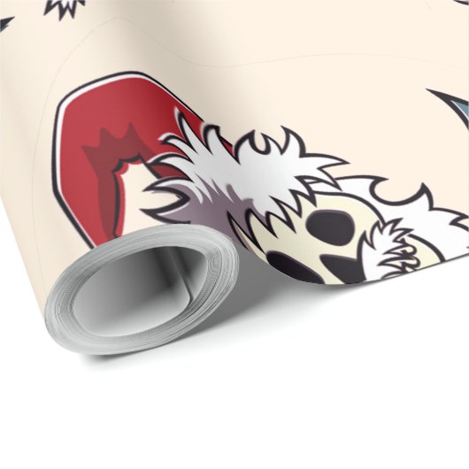 een schedel met baard in het pet van Santa Claus Cadeaupapier (Rol Hoek)