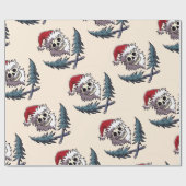 een schedel met baard in het pet van Santa Claus Cadeaupapier (Vlak)