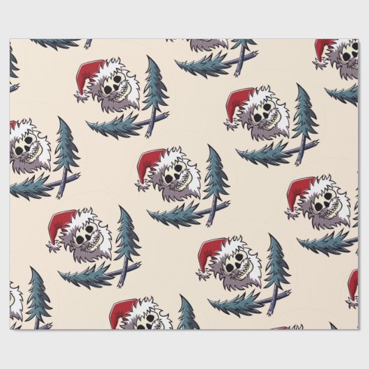 een schedel met baard in het pet van Santa Claus Cadeaupapier (Vlak)
