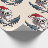 een schedel met baard in het pet van Santa Claus Cadeaupapier (Hoek)