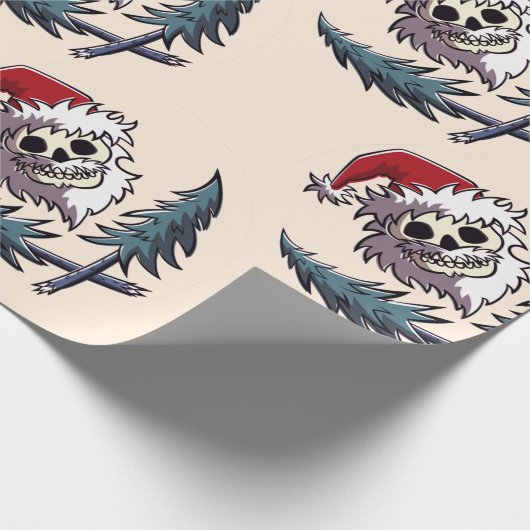 een schedel met baard in het pet van Santa Claus Cadeaupapier (Hoek)