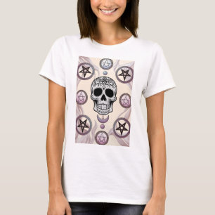 Een schedel omringd door occulte symbolen t-shirt
