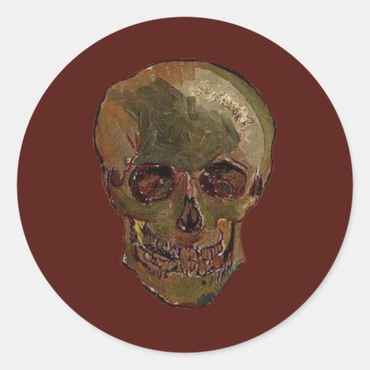 Een schedel van Vincent van Gogh Ronde Sticker (Voorkant)