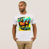 Een scherp en vrolijk stuk paardenkunst. Bestel nu T-shirt (Voorkant volledig)