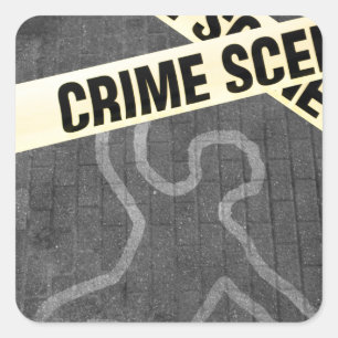 Een schets van een persoon op een straat. Moord? S Vierkante Sticker