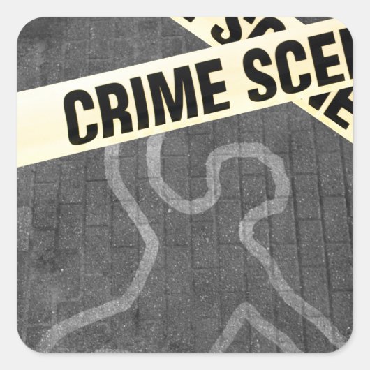 Een schets van een persoon op een straat. Moord? S Vierkante Sticker (Voorkant)