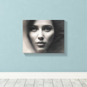 Een schets van het gezicht canvas afdruk (Insitu (Houten vloer))