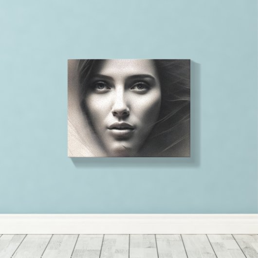 Een schets van het gezicht canvas afdruk (Insitu (Houten vloer))