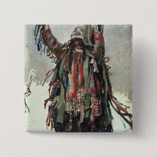 Een schets van Shaman voor Yermak Vierkante Button 5,1 Cm (Voorkant)