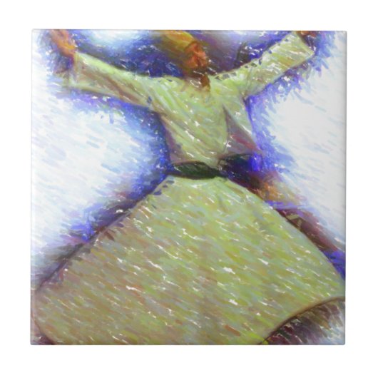 een schets van sufi whirling tegeltje (Voorkant)