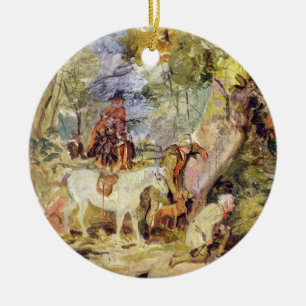 Een schets voor 'Foresters Stalking Deer' (olie bo Keramisch Ornament