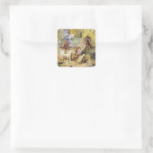 Een schets voor 'Foresters Stalking Deer' (olie bo Vierkante Sticker (Tas)