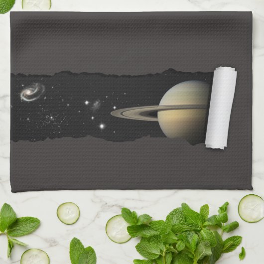 Een scheur in de ruimte - Saturn Galaxy Elegant -  Theedoek (Gevouwen)