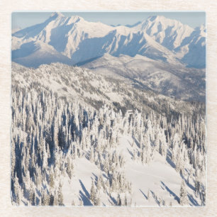 Een Schilderachtig Uitzicht van Snowy Mountains an Glazen Onderzetter