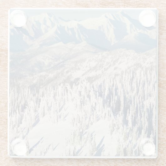 Een Schilderachtig Uitzicht van Snowy Mountains an Glazen Onderzetter (Achterkant)