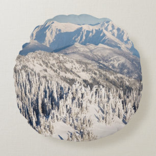 Een Schilderachtig Uitzicht van Snowy Mountains an Rond Kussen
