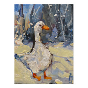 een schilderachtige gans in de winter perfect poster