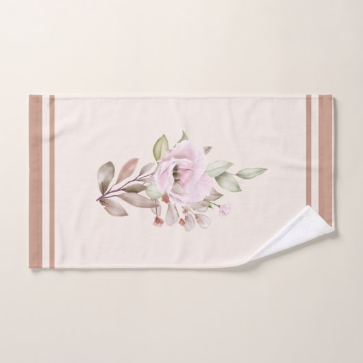 Een schilderende bloem en bladeren in een naadloos bad handdoek (Handdoek)