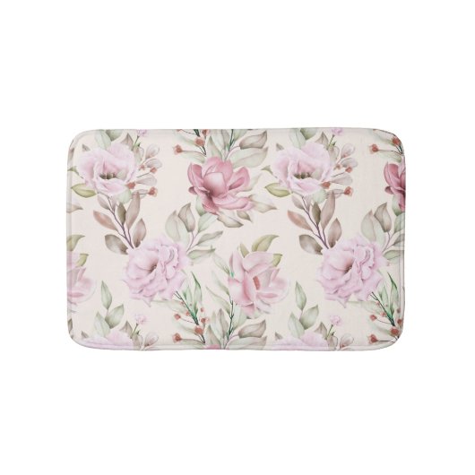 Een schilderende bloem en bladeren in een naadloos badmat (Voorkant)