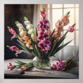 Een schilderij Gladiolen in Vaas Gladiolus 1:1 Poster (Voorkant)