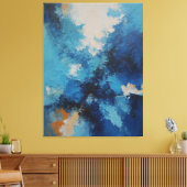Een schilderij van blauwe en witte wolken canvas afdruk (Insitu (Woonkamer))