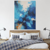 Een schilderij van blauwe en witte wolken canvas afdruk (Insitu (Slaapkamer))
