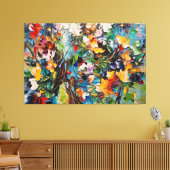 Een schilderij van bloemen op een doek canvas afdruk (Insitu (Woonkamer))