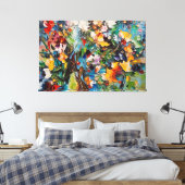 Een schilderij van bloemen op een doek canvas afdruk (Insitu (Slaapkamer))