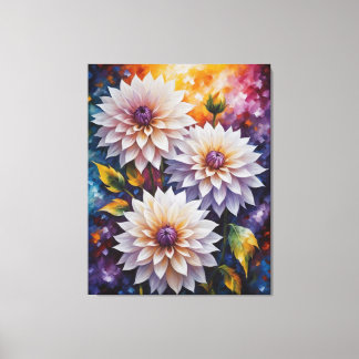 Een schilderij van bloemen op een kleurrijke achte canvas afdruk