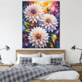 Een schilderij van bloemen op een kleurrijke achte canvas afdruk (Insitu (Slaapkamer))