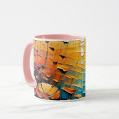 Een schilderij van bloemen, zonsondergang op de ac mok (Voorkant links)