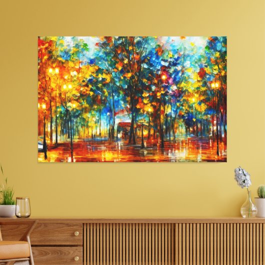 Een schilderij van bomen in een overstroomd gebied canvas afdruk (Insitu (Woonkamer))