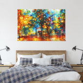 Een schilderij van bomen in een overstroomd gebied canvas afdruk (Insitu (Slaapkamer))