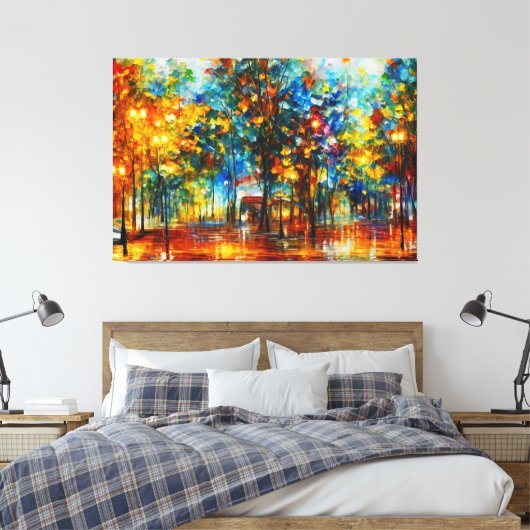 Een schilderij van bomen in een overstroomd gebied canvas afdruk (Insitu (Slaapkamer))