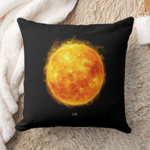 Een schilderij van de zon in de ruimte kussen
