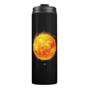 Een schilderij van de zon in een ruimte thermosbeker