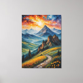 Een schilderij van een berglandschap canvas afdruk