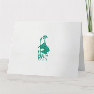 Een schilderij van een bloem en een vis op een zwa bedankkaart