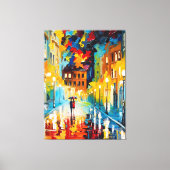 Een schilderij van een echtpaar dat op straat loop canvas afdruk (Voorkant)