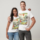 Een schilderij van een echtpaar in een tuin met ee t-shirt (Unisex)