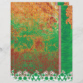 Een schilderij van een groen veld met een oranje r (Voorkant / Achterkant)