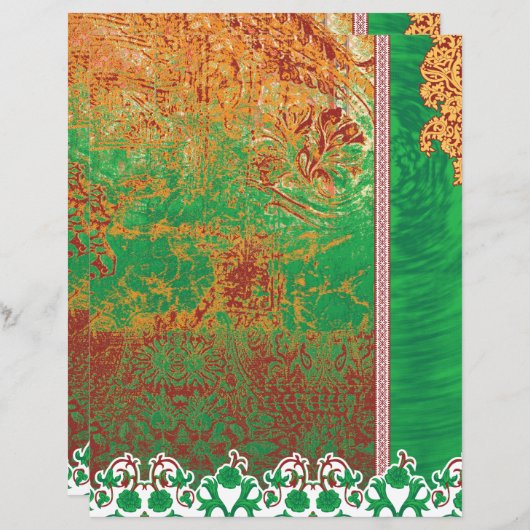 Een schilderij van een groen veld met een oranje r (Voorkant / Achterkant)