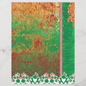 Een schilderij van een groen veld met een oranje r (Voorkant)