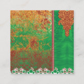 Een schilderij van een groen veld met een oranje r klantenkaartje (Voorkant)