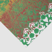 Een schilderij van een groen veld met een oranje r tissuepapier (Detail)